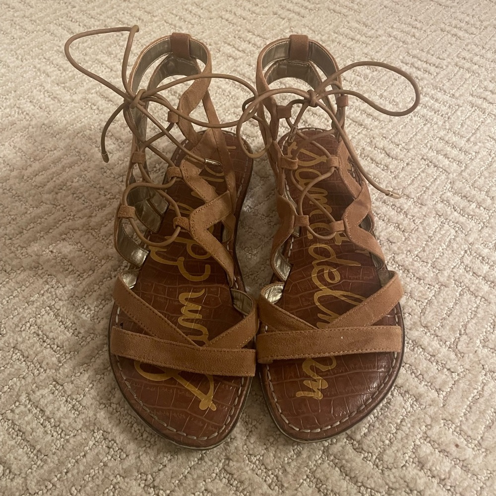 Sam Edelman Brown Lace-Up Gladiator Sandals